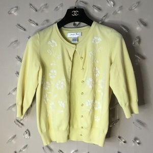 Vintage Yellow Silk Embroidered Cardigan